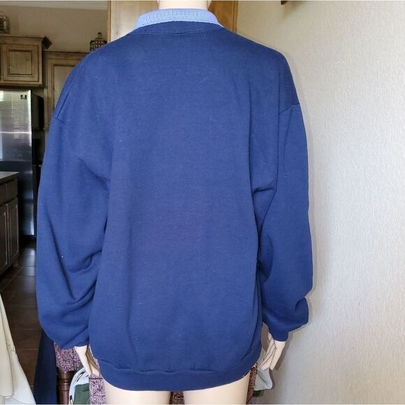 Women's vintage‎ blue Flower Floral Rose Sweater - Picture 4 of 6